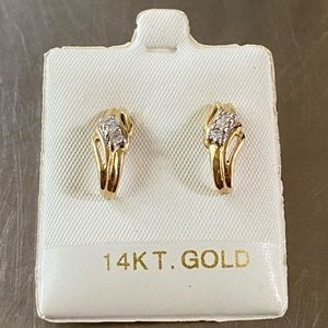 14K gold and diamond earrings 2.0 grams